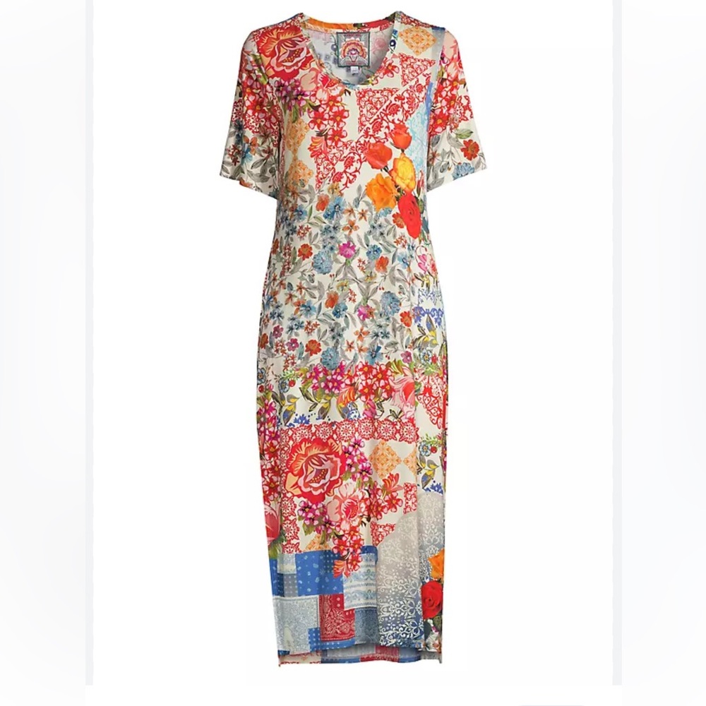 Johnny Was Tango Floral Print Bamboo Knit Jersey Scoop Neck Short Sleeve… - Picture 4 of 7